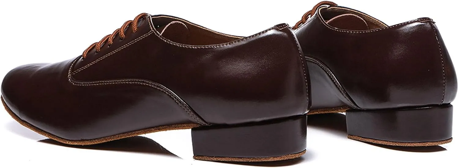 SWDZM Men's Leather Dance Shoes Standard Latin Ballroom Tango Modern Professional Practice Dance Shoes