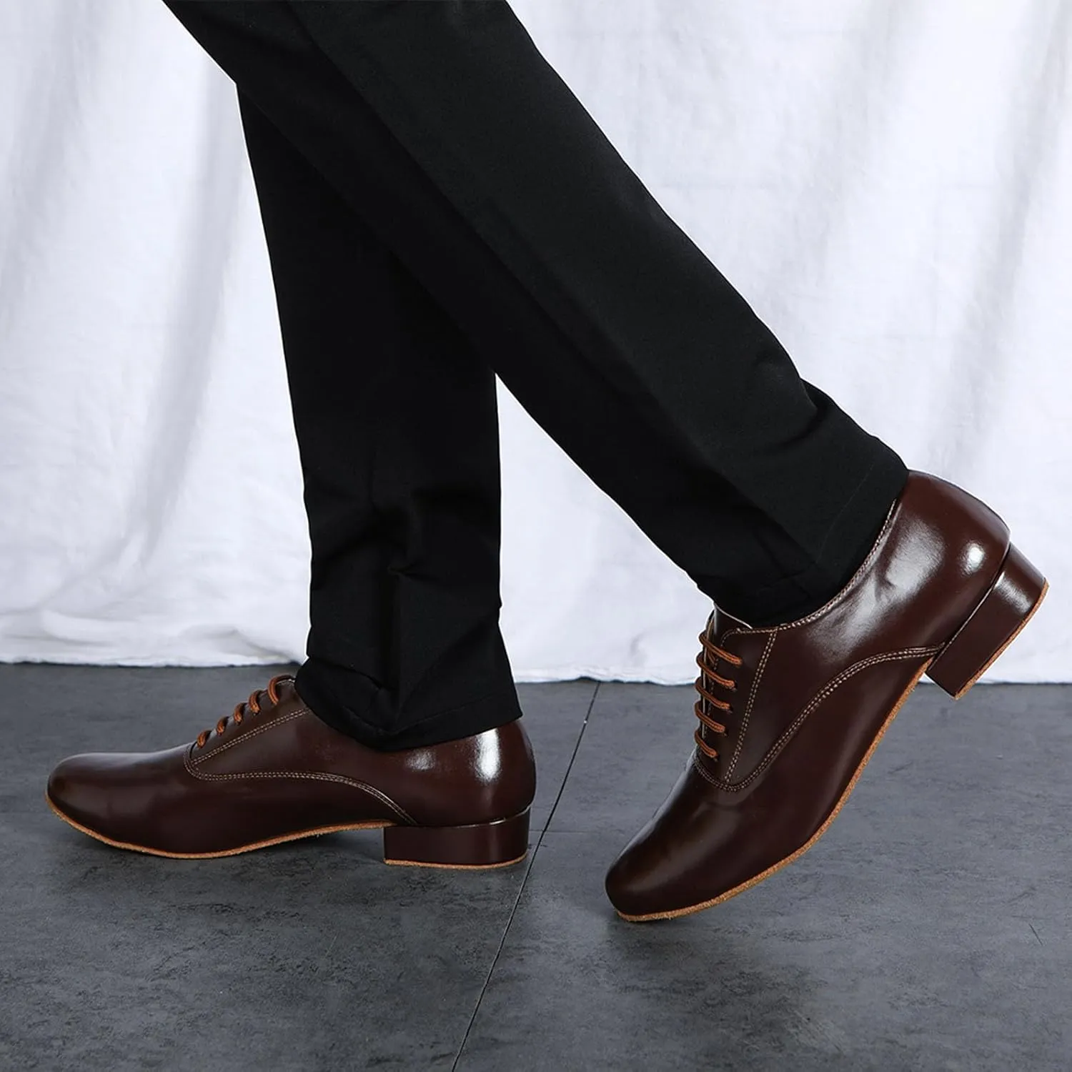 SWDZM Men's Leather Dance Shoes Standard Latin Ballroom Tango Modern Professional Practice Dance Shoes
