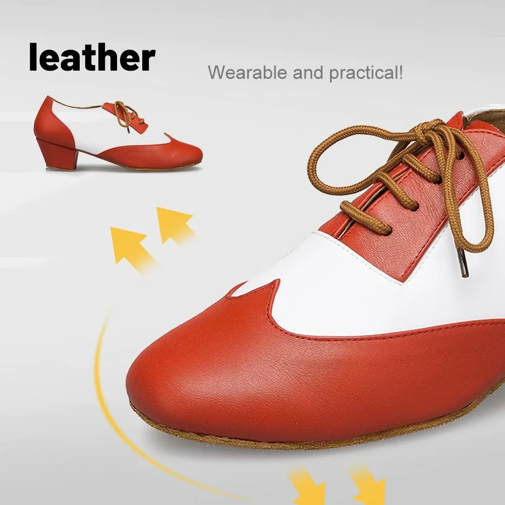 SWDZM Men's Leather Dance Shoes Standard Latin Ballroom Tango Modern Professional Practice Dance Shoes