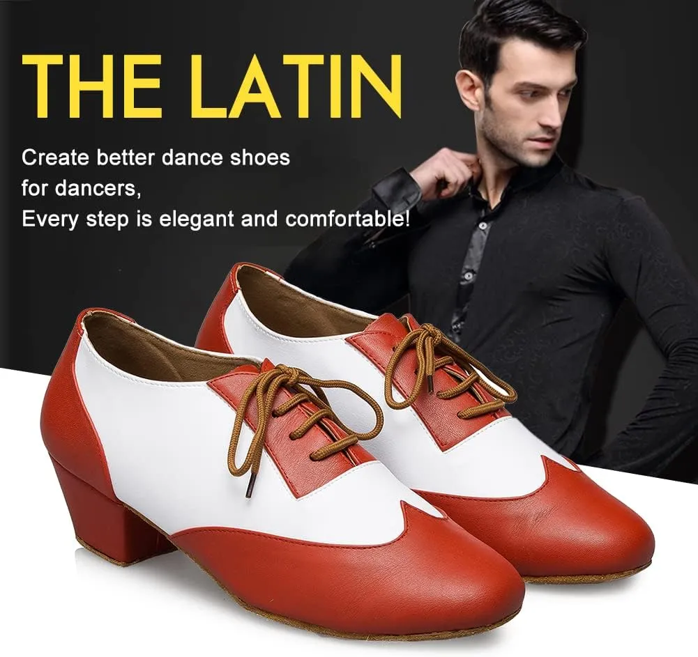 SWDZM Men's Leather Dance Shoes Standard Latin Ballroom Tango Modern Professional Practice Dance Shoes