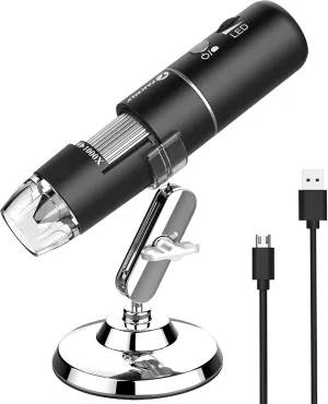 T TAKMLY Wireless Digital Microscope Handheld USB HD Inspection Camera Magnifying Glass with Light, 50x-1000x Magnification with Stand Compatible with iPhone, iPad, Samsung Galaxy, Android, PC
