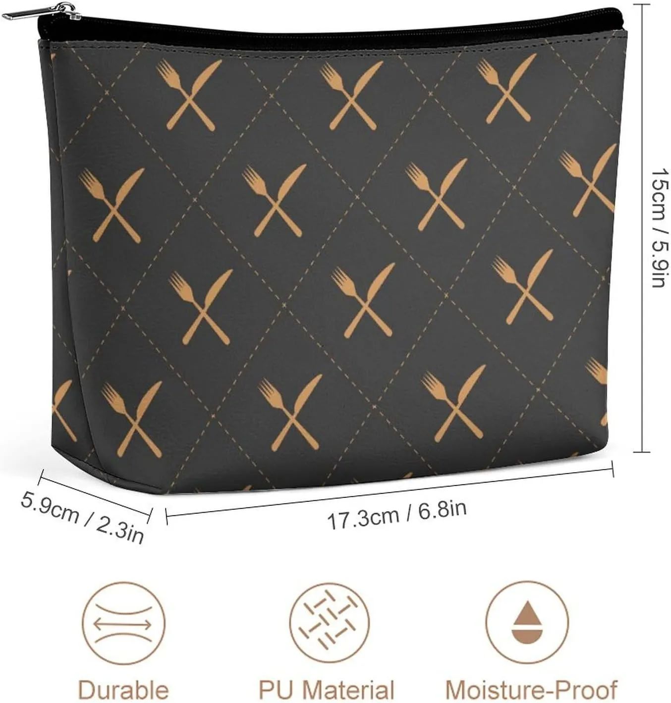 Table Cosmetic Bags Makeup Bags for Women, Knives And Forks Travel Makeup Bag Large Make up Bag,Makeup Bag Organizer Zipper Toiletry Bag for Men