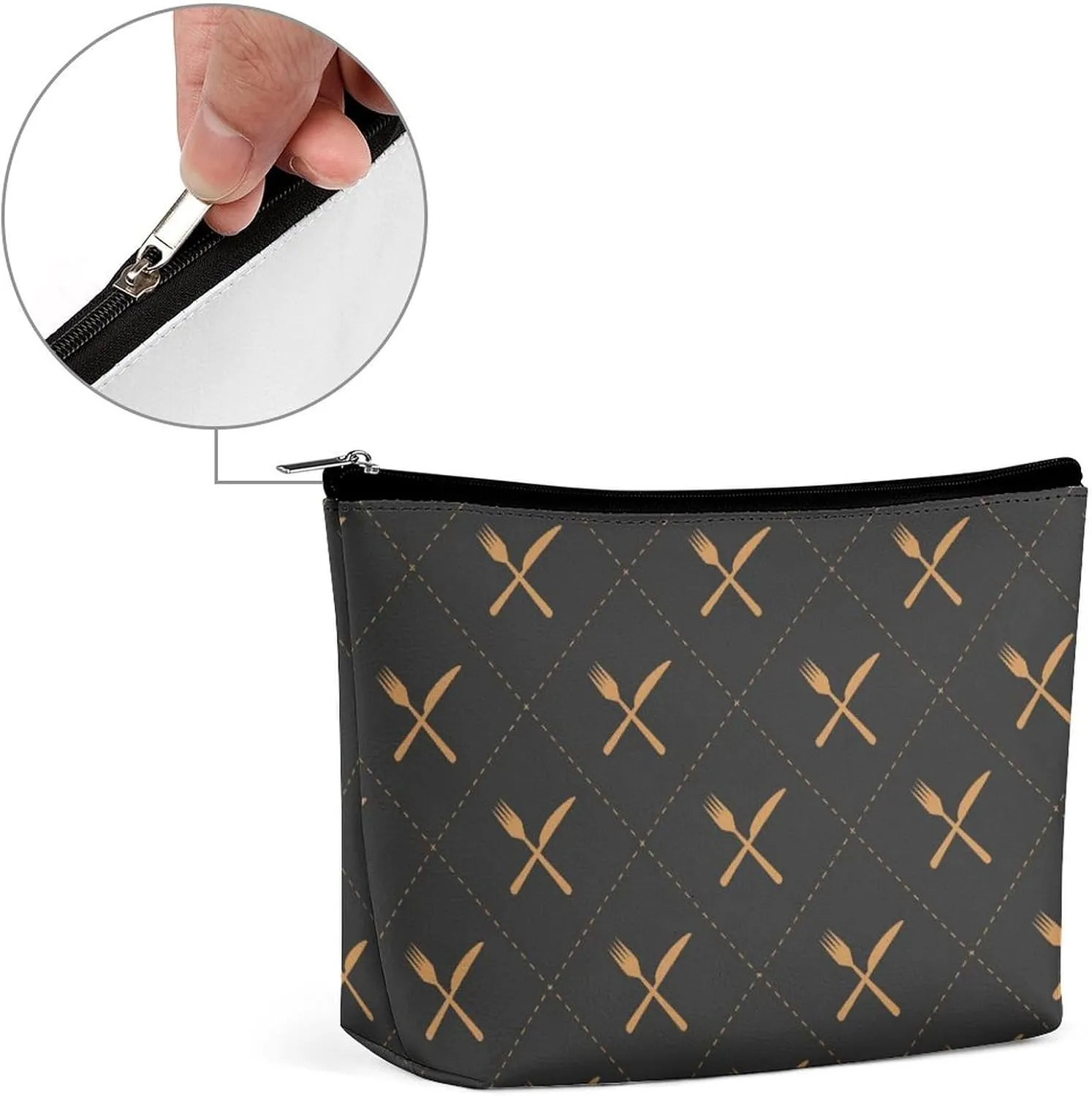 Table Cosmetic Bags Makeup Bags for Women, Knives And Forks Travel Makeup Bag Large Make up Bag,Makeup Bag Organizer Zipper Toiletry Bag for Men