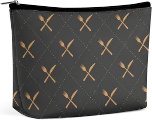 Table Cosmetic Bags Makeup Bags for Women, Knives And Forks Travel Makeup Bag Large Make up Bag,Makeup Bag Organizer Zipper Toiletry Bag for Men
