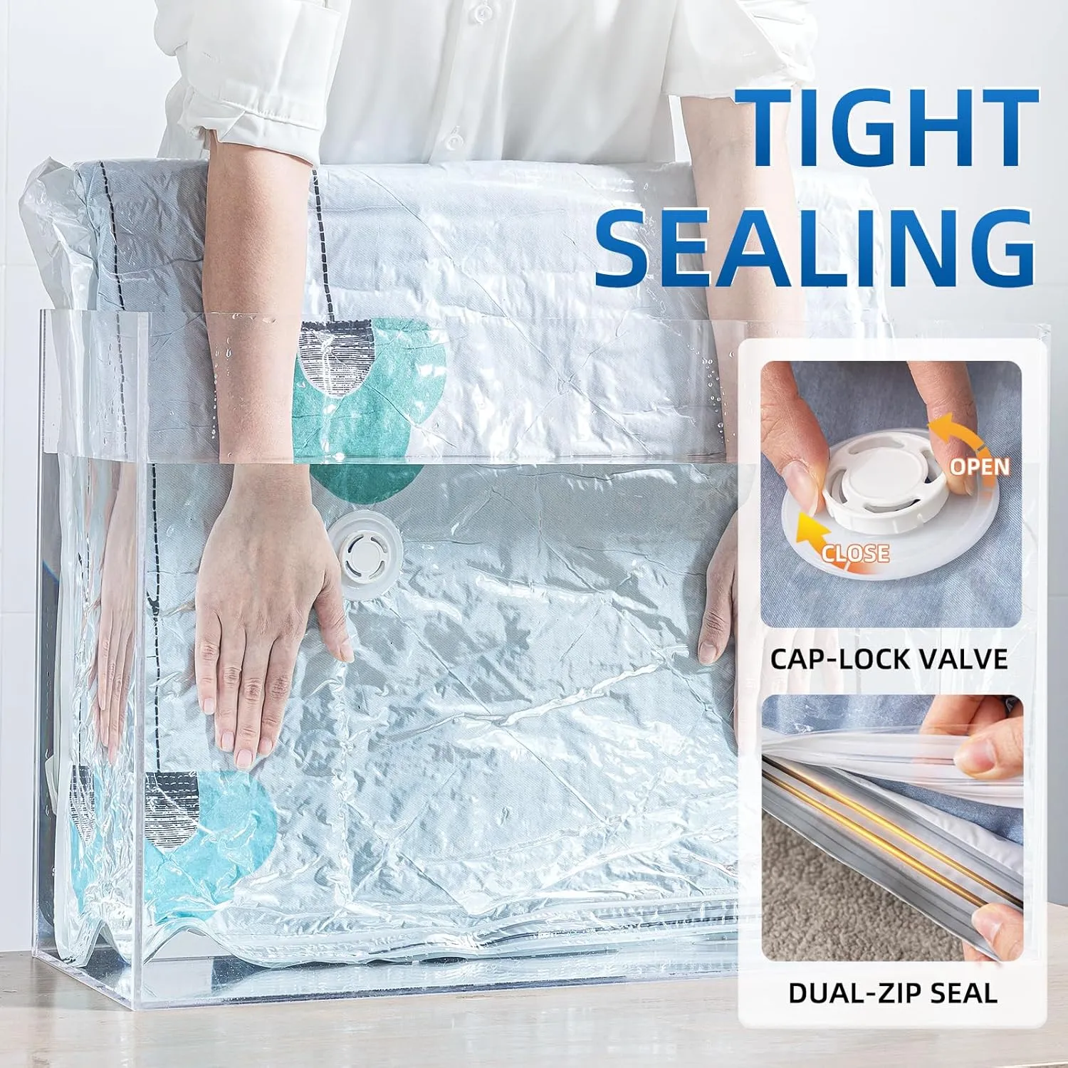 TAILI 8 Pack Vacuum Storage Bags for Comforter and Blankets, Jumbo Vacuum Seal Bags for Bedding 40x31 Inch, Space Saver Bags for Clothes, Pillows, Saving More Closet Space