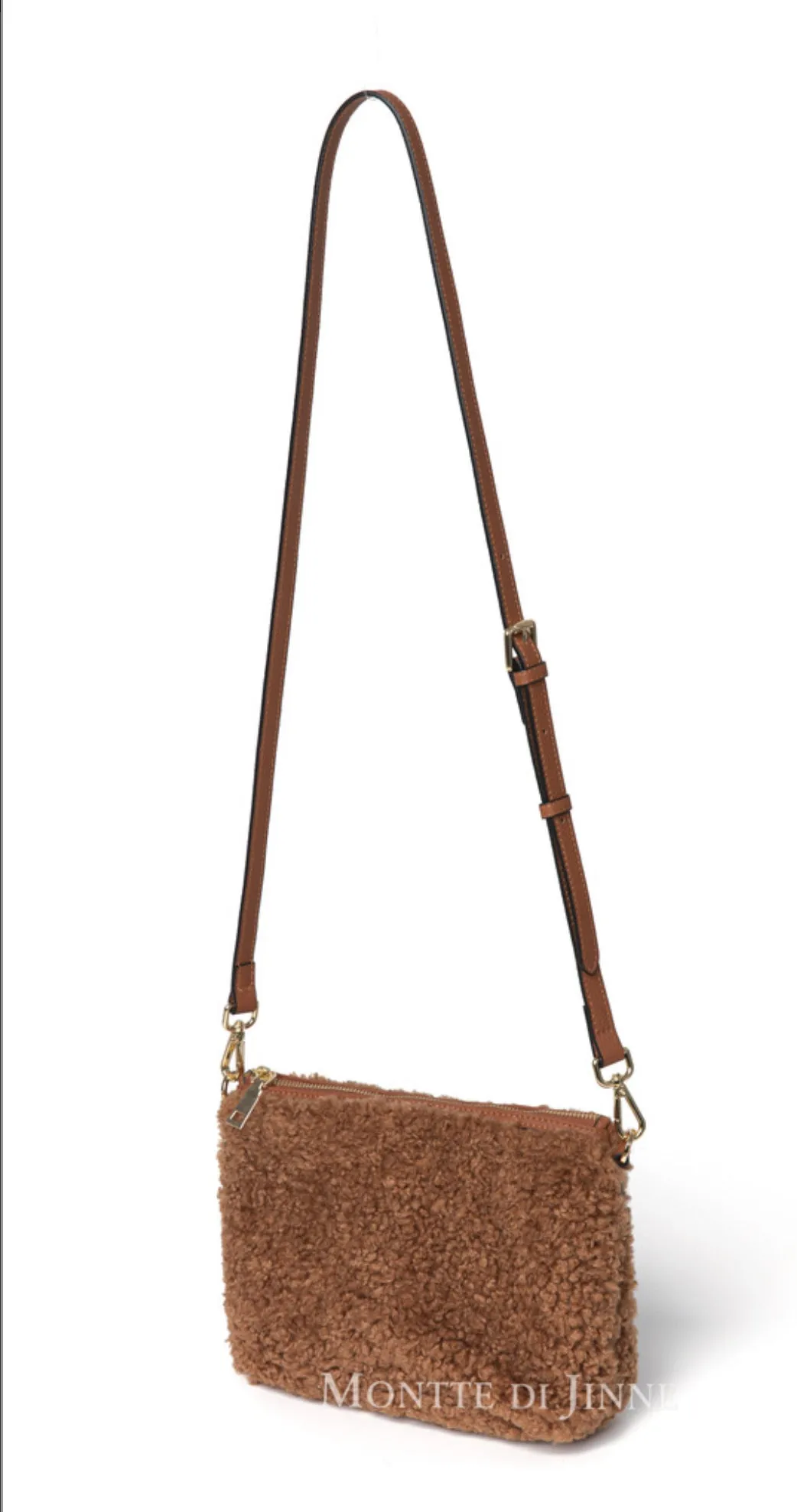 Teddy Shearling Zip Round Bag | Taupe