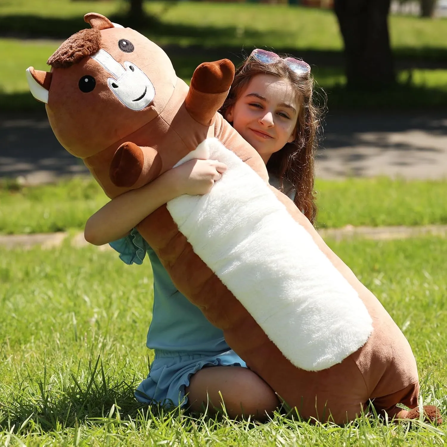 Tezituor 43 Inch Giant Horse Stuffed Animal, Soft Long Stuffed Horse Boby Plush Pillow, Large Stuffed Pony Plush Gift for Boys Girls