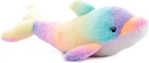 The Petting Zoo Dolphin Stuffed Animal Plushie, Ombrez Ocean Animals, Rainbow Dolphin Plush Toy 20 inches