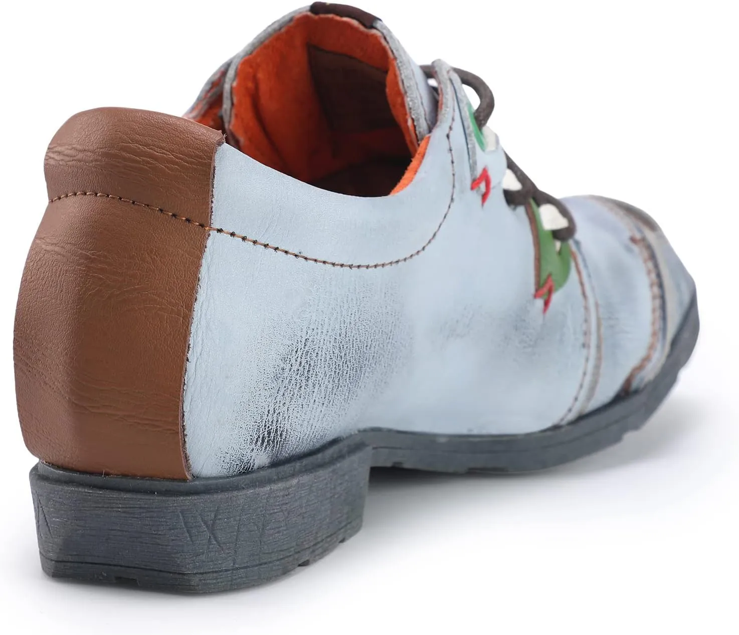 TMA EYES & MAiA Womens Fashionable Retro Style Shoes Hand Stitching Leather Lace-up Low Heel Casual Shoes