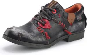 TMA EYES & MAiA Womens Fashionable Retro Style Shoes Hand Stitching Leather Lace-up Low Heel Casual Shoes