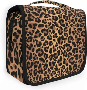 Toiletry Bag Animal Leopard Print Skin Cosmetic Makeup Bag for Women Men Girls Traveling with Hanging Hook Portable Accessories Organizer