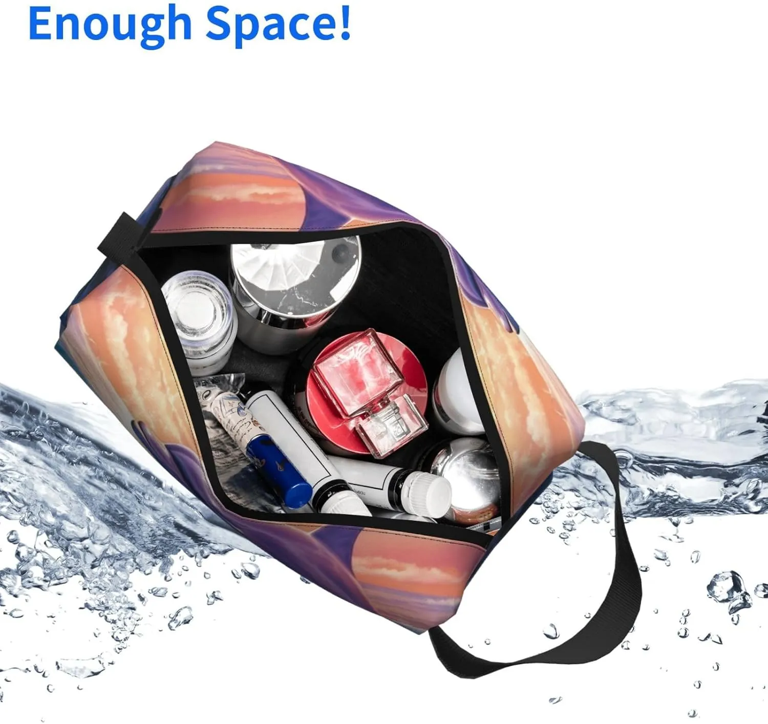 Toiletry Bag for Women Men Dopp Kit Travel Makeup Bag Make Up Organizers Cosmetic Bag Dolphins Art Hanging Toiletry Bag Shaving Bag with Large Capacity for Travel