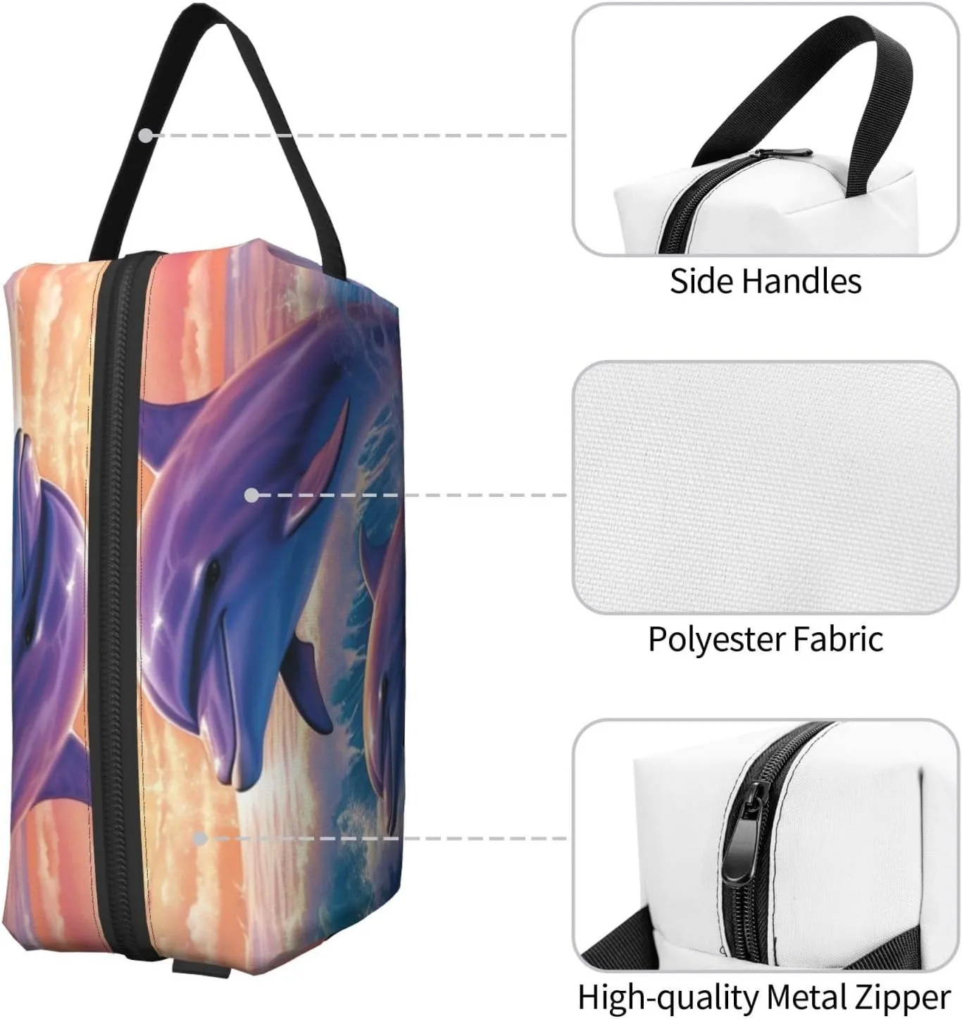Toiletry Bag for Women Men Dopp Kit Travel Makeup Bag Make Up Organizers Cosmetic Bag Dolphins Art Hanging Toiletry Bag Shaving Bag with Large Capacity for Travel