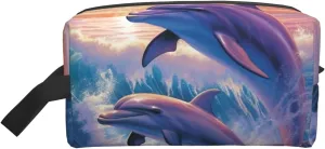 Toiletry Bag for Women Men Dopp Kit Travel Makeup Bag Make Up Organizers Cosmetic Bag Dolphins Art Hanging Toiletry Bag Shaving Bag with Large Capacity for Travel