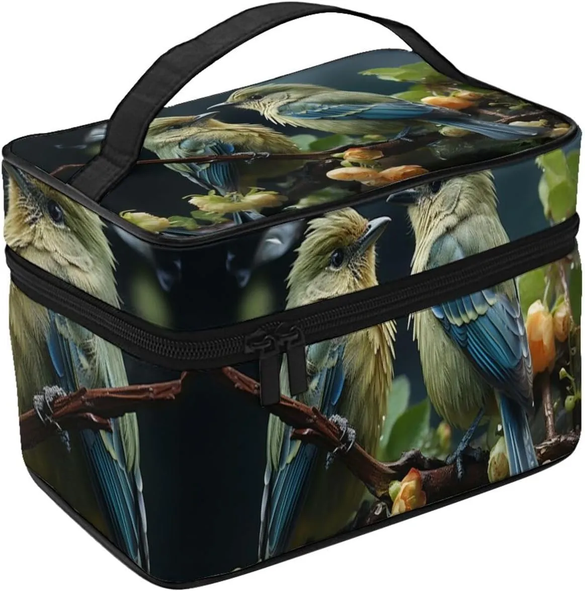 Toiletry Bag for Women Men Dopp Kit Travel Makeup Bag Make Up Organizers Cosmetic Bag Green Leaves and Birds Hanging Toiletry Bag Shaving Bag with Large Capacity for Travel