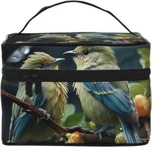 Toiletry Bag for Women Men Dopp Kit Travel Makeup Bag Make Up Organizers Cosmetic Bag Green Leaves and Birds Hanging Toiletry Bag Shaving Bag with Large Capacity for Travel