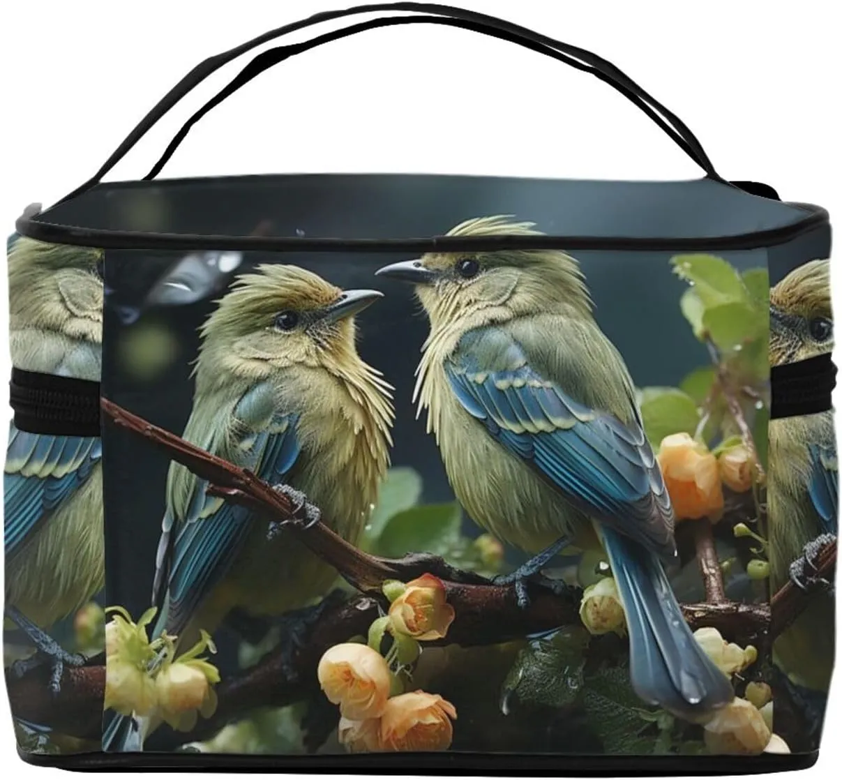 Toiletry Bag for Women Men Dopp Kit Travel Makeup Bag Make Up Organizers Cosmetic Bag Green Leaves and Birds Hanging Toiletry Bag Shaving Bag with Large Capacity for Travel