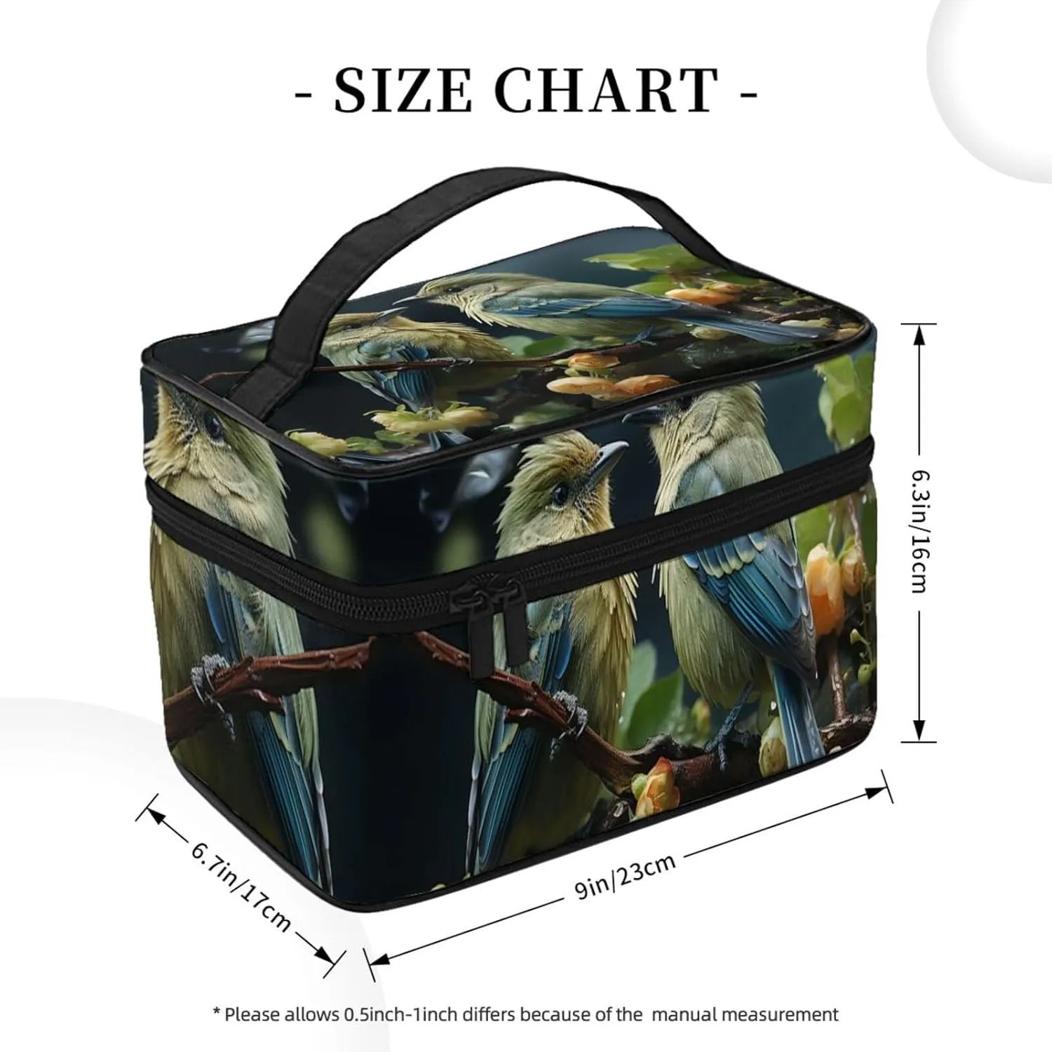 Toiletry Bag for Women Men Dopp Kit Travel Makeup Bag Make Up Organizers Cosmetic Bag Green Leaves and Birds Hanging Toiletry Bag Shaving Bag with Large Capacity for Travel