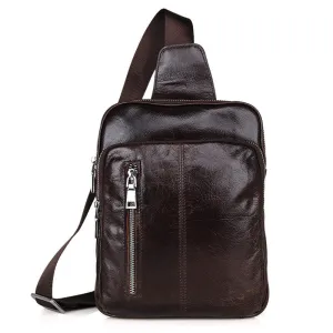 Top Grain Genuine Leather Men Chest Bags Leisure Chest Pack Men Crossbody Messenger Bags