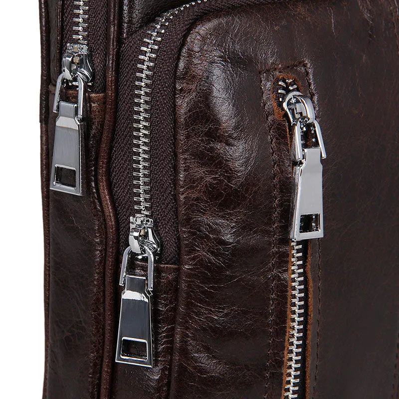 Top Grain Genuine Leather Men Chest Bags Leisure Chest Pack Men Crossbody Messenger Bags