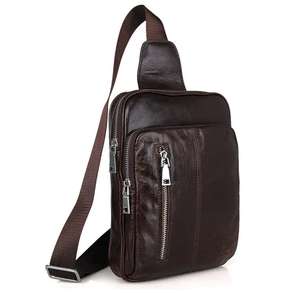 Top Grain Genuine Leather Men Chest Bags Leisure Chest Pack Men Crossbody Messenger Bags