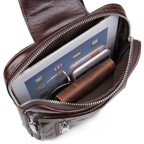 Top Grain Genuine Leather Men Chest Bags Leisure Chest Pack Men Crossbody Messenger Bags