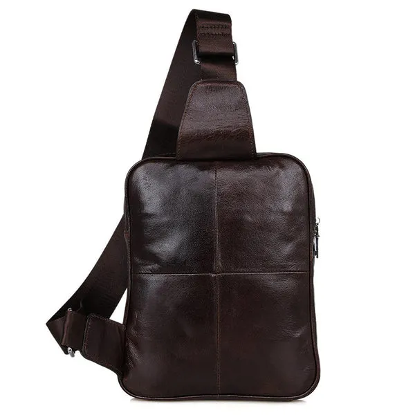 Top Grain Genuine Leather Men Chest Bags Leisure Chest Pack Men Crossbody Messenger Bags