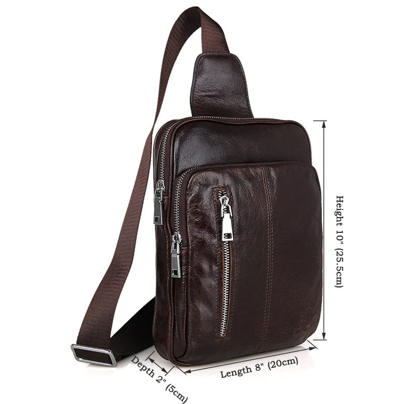 Top Grain Genuine Leather Men Chest Bags Leisure Chest Pack Men Crossbody Messenger Bags