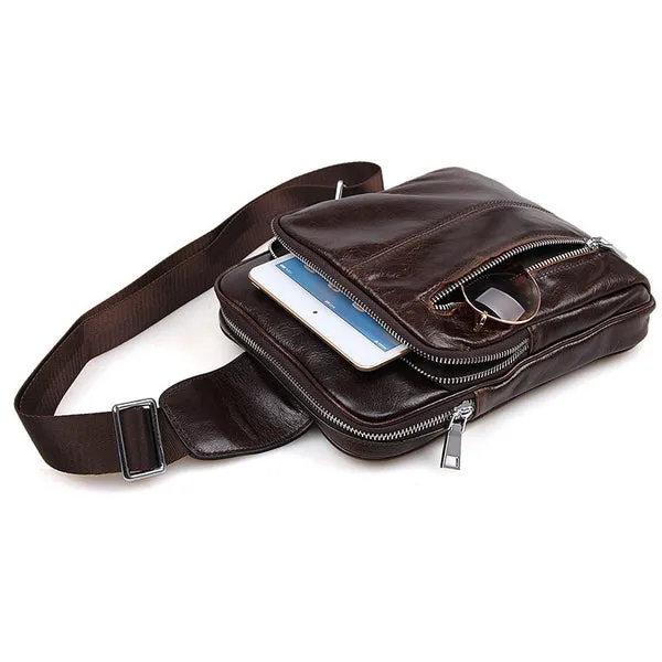 Top Grain Genuine Leather Men Chest Bags Leisure Chest Pack Men Crossbody Messenger Bags