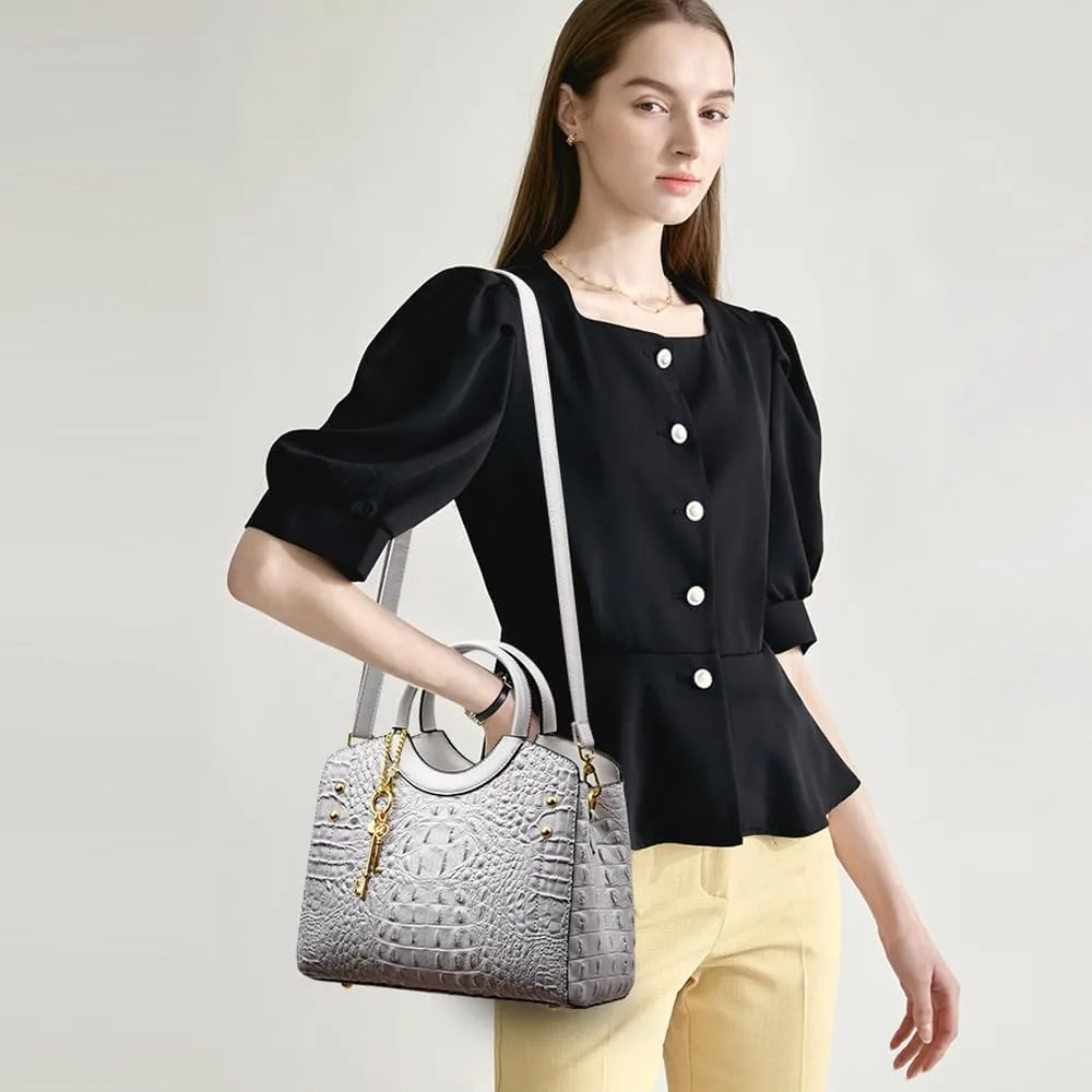 Tote Bags for Women Faux Leather Handbags Purses Crocodile Pattern Satchel Bag Shoulder Crossbody Bag Ladies Work bag