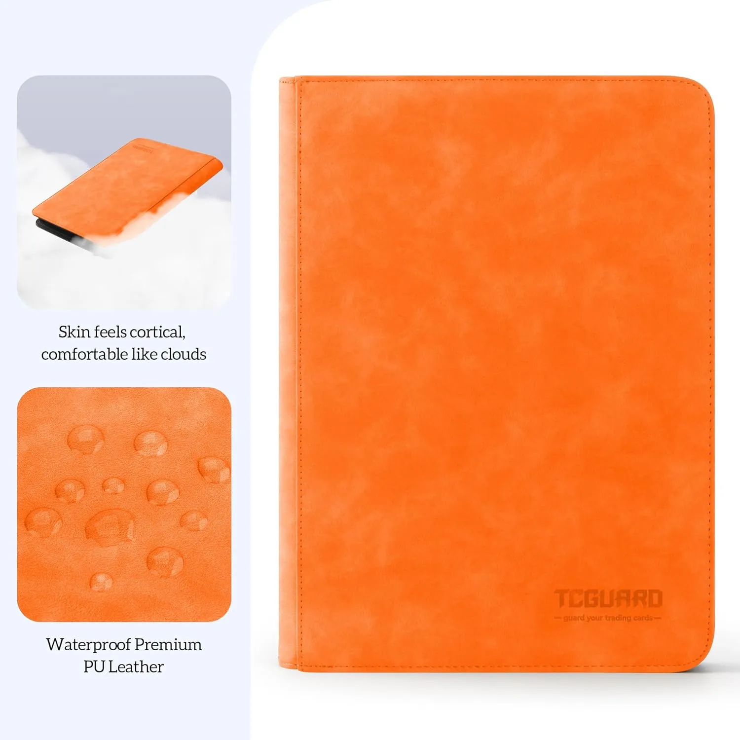 Trading Card Binder, 9 Side Loading Pocket Card Album Hold Up to 540 Cards, Zipper Binder for Cards Collection, TCG Card Holder for Game Card, Sports Card, Yugioh, MTG etc. (Orange 9)