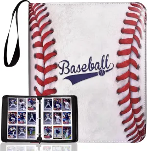 Trading Card Binder, Sports Card Binder 9 Pocket with 50 Sleeves Fits 900 Sport Cards, Sports Card Holder Binder with Zipper, Soccer Football Baseball Basketball Hockey Card Gifts Collection Storage