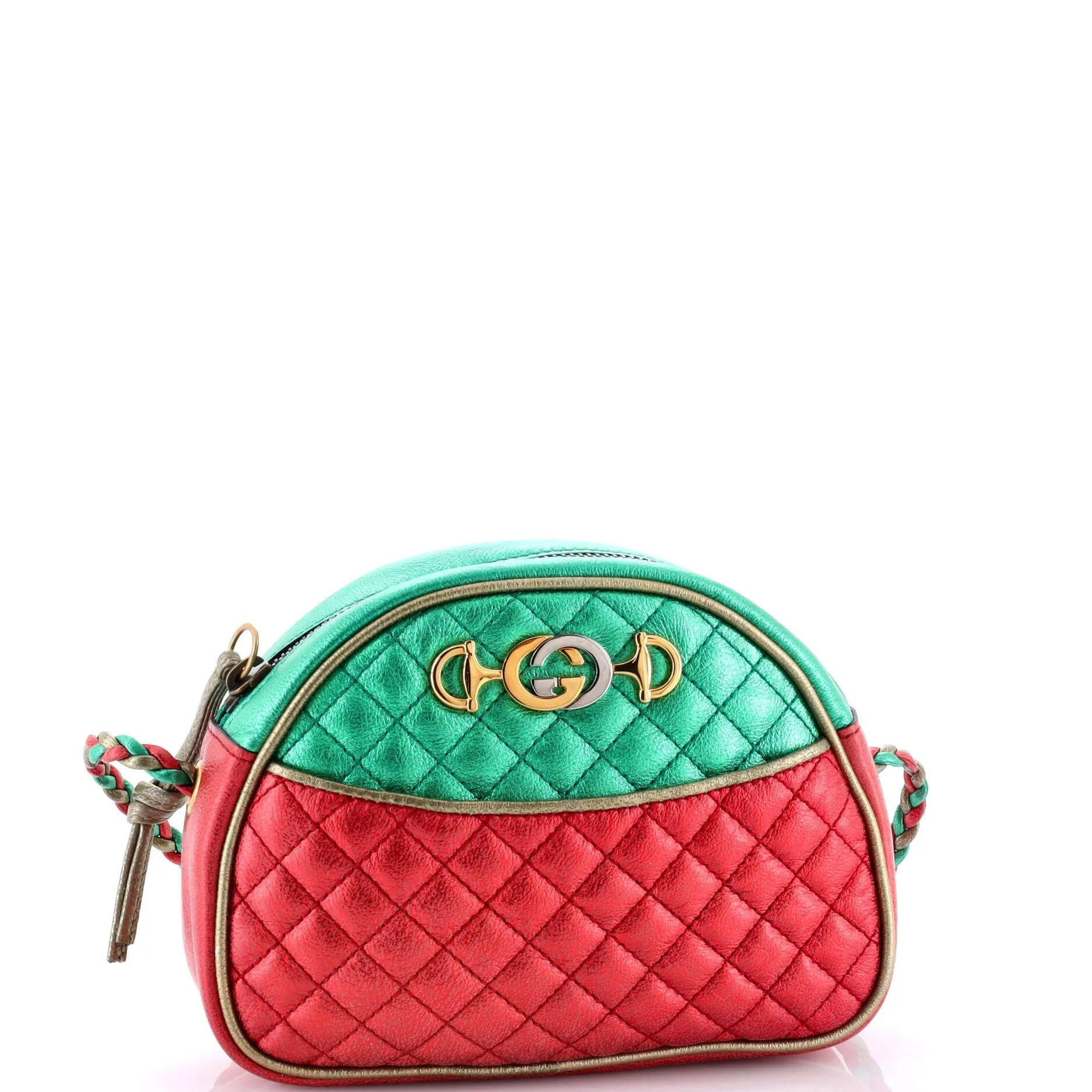 Trapuntata Camera Shoulder Bag Quilted Laminated Leather Mini