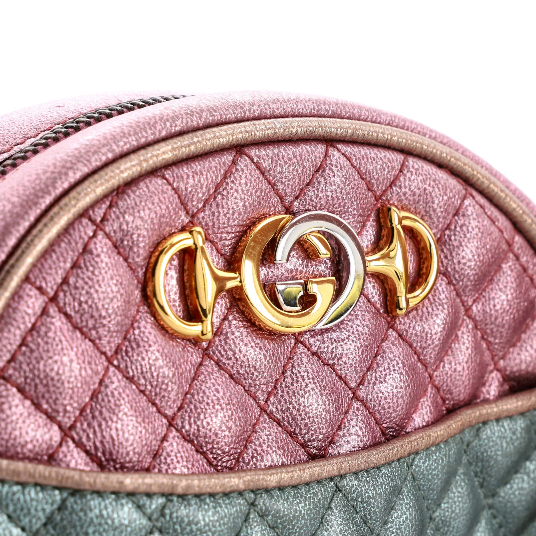Trapuntata Camera Shoulder Bag Quilted Laminated Leather Mini