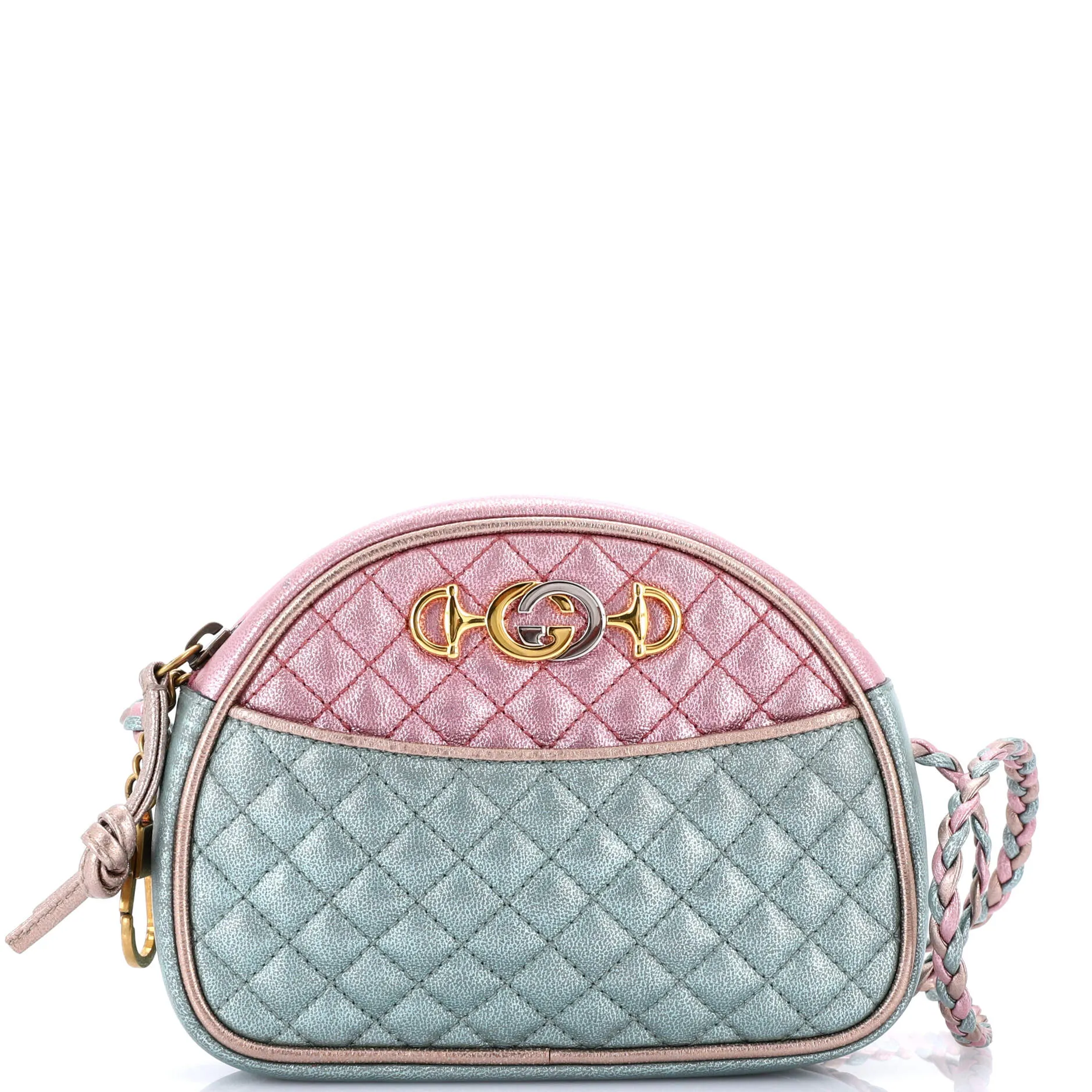 Trapuntata Camera Shoulder Bag Quilted Laminated Leather Mini