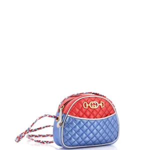 Trapuntata Camera Shoulder Bag Quilted Laminated Leather Mini