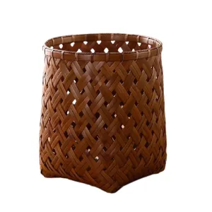 Trash Can Bamboo Weaving Trash Can Wastebasket Garbage Container Bin for Bathrooms Powder Rooms Kitchens Home Offices Natural/Tan Waste Basket (Color : Trash can Size : D) (Trash Can D)