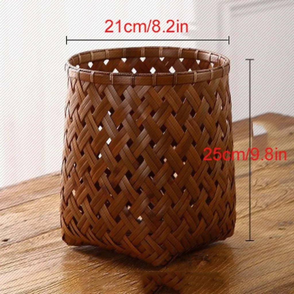 Trash Can Bamboo Weaving Trash Can Wastebasket Garbage Container Bin for Bathrooms Powder Rooms Kitchens Home Offices Natural/Tan Waste Basket (Color : Trash can Size : D) (Trash Can D)