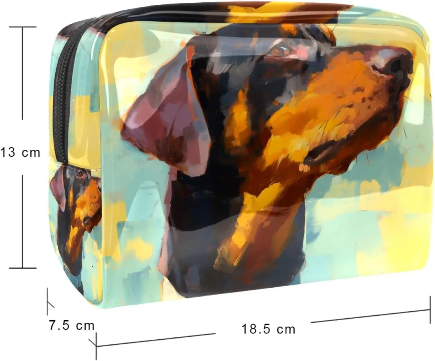 Travel Makeup Bag Brown Dog Painting Cosmetic Bag Waterproof Toiletry Bag Portable Pouch For Women 7.3x3x5.1in