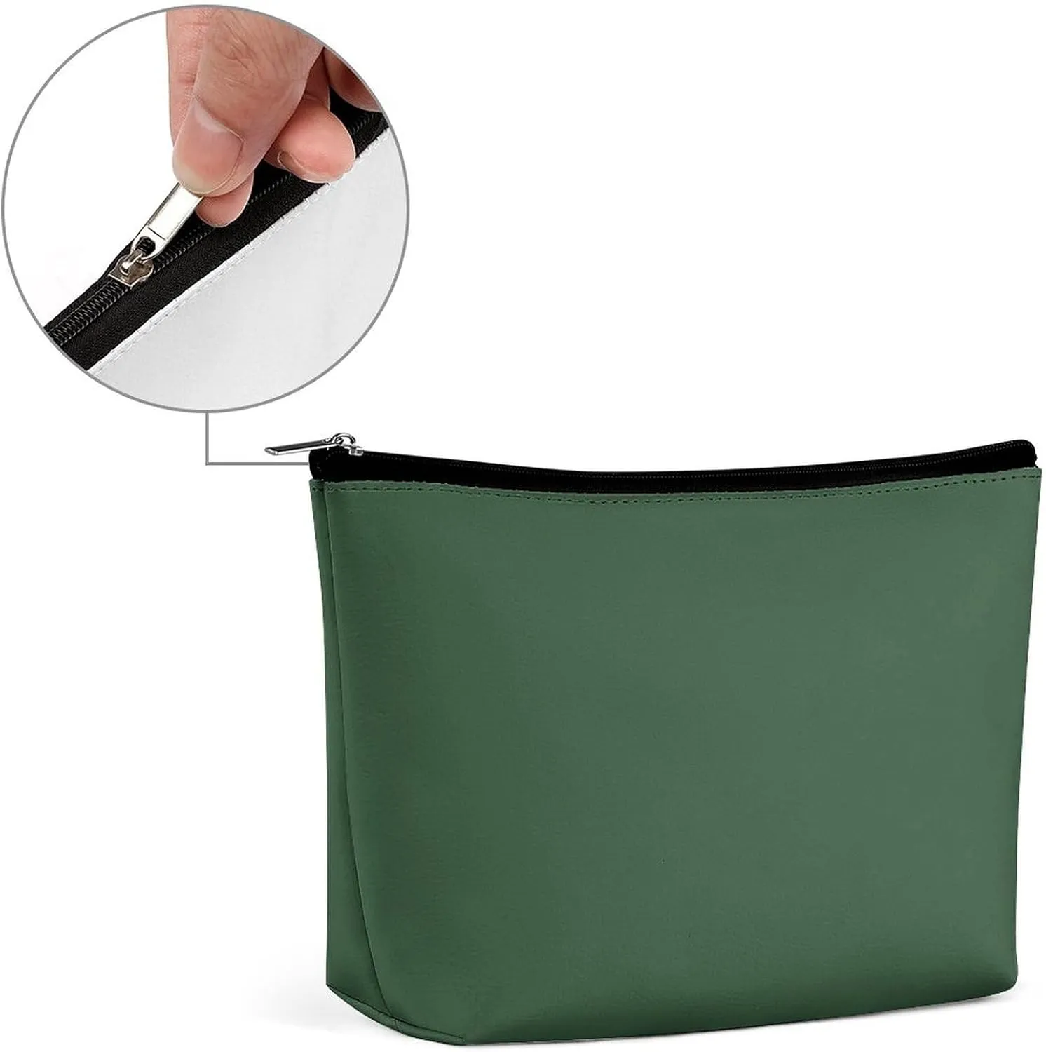 Travel Makeup Bag, Dark Green Solid Color Vivid Simple Cosmetic Bags for Women Large Capacity Waterproof Toiletry Pouch Make up Organizer