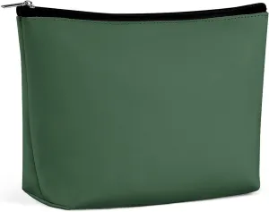 Travel Makeup Bag, Dark Green Solid Color Vivid Simple Cosmetic Bags for Women Large Capacity Waterproof Toiletry Pouch Make up Organizer