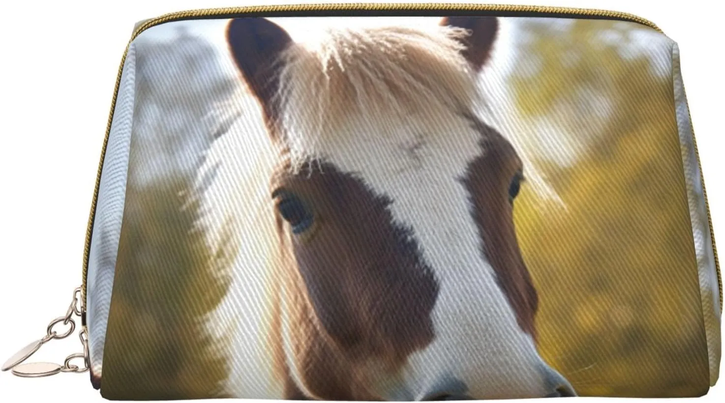 Travel Makeup Bag for Women Large Capacity Cosmetic Bags PU Leather Waterproof Toiletry Bag Animal Pony Horse Makeup Pouch Portable Wide Open Make Up Organizer with Zipper