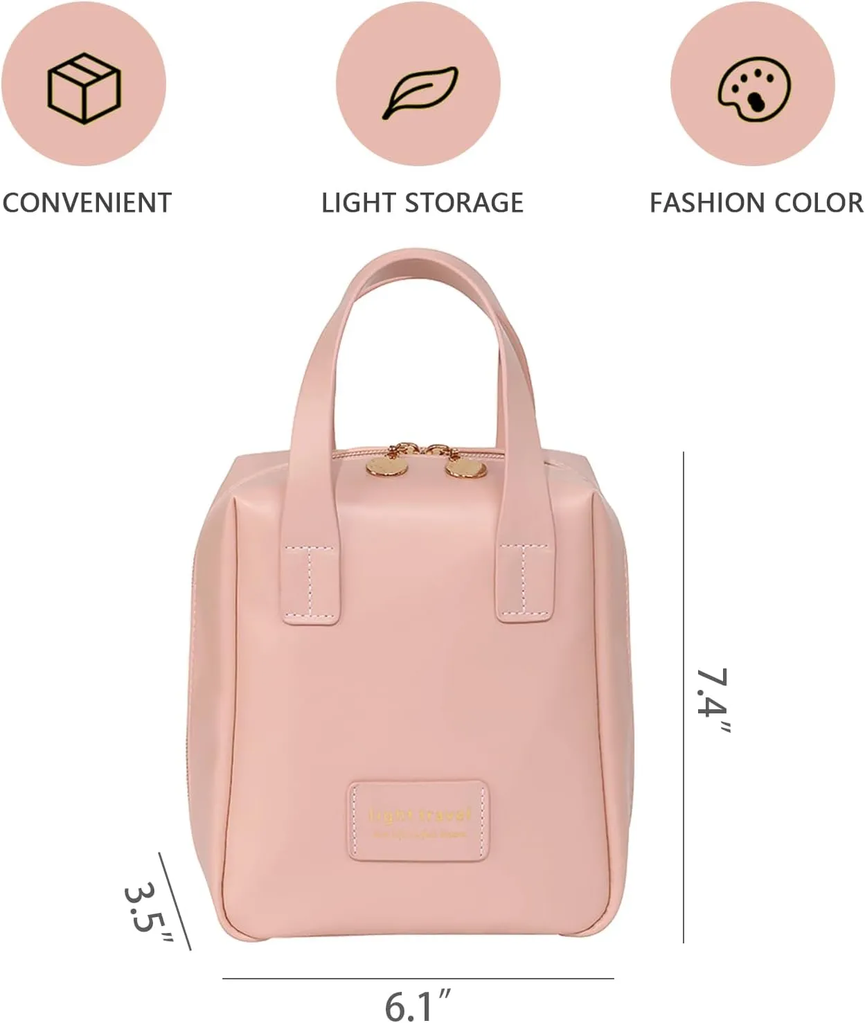 Travel Makeup Bag,Travel Cosmetic Bags, Waterproof Cosmetic Bag, PU Leather Handheld Cosmetic Organizer with Top Handle (Pink)