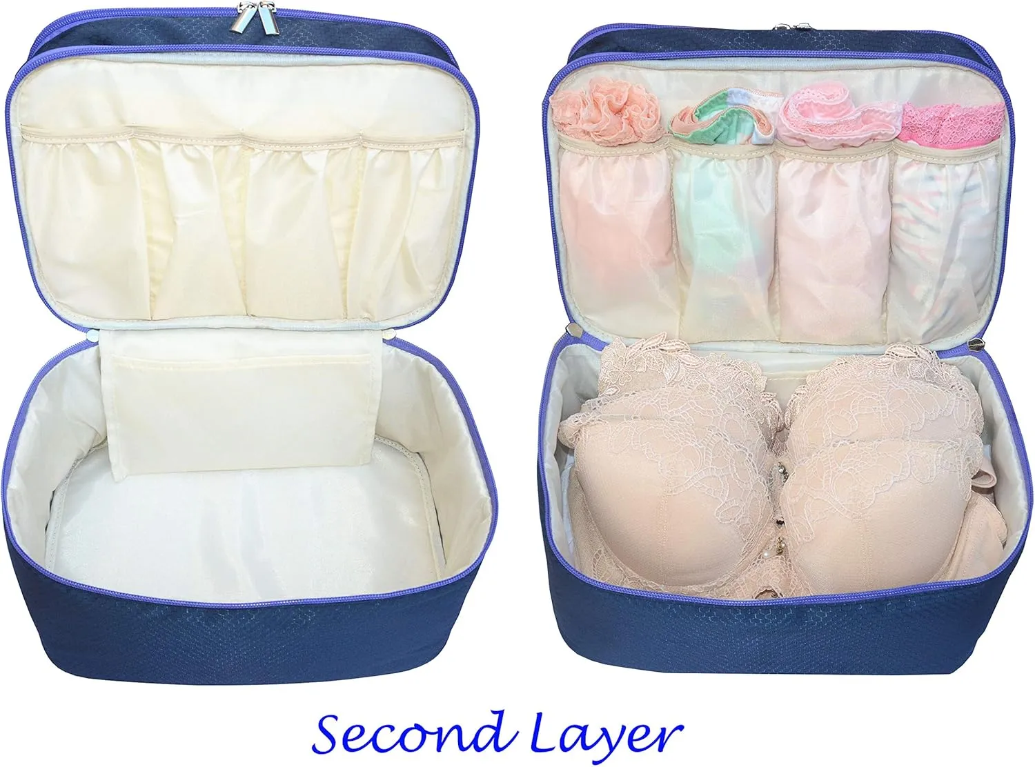 Travel Organizer Underwear Bag - Large Double Layer Packing Storage Bag – Fits Large Bra, Socks, Underpants, Cosmetic, Toiletry kit