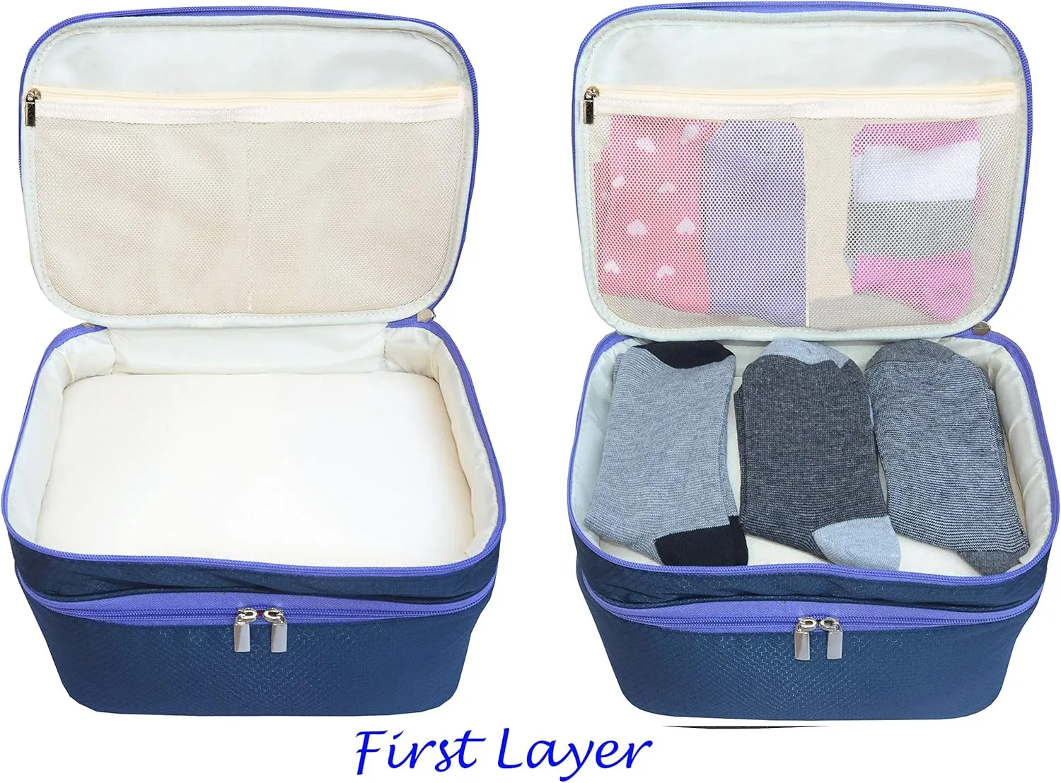 Travel Organizer Underwear Bag - Large Double Layer Packing Storage Bag – Fits Large Bra, Socks, Underpants, Cosmetic, Toiletry kit