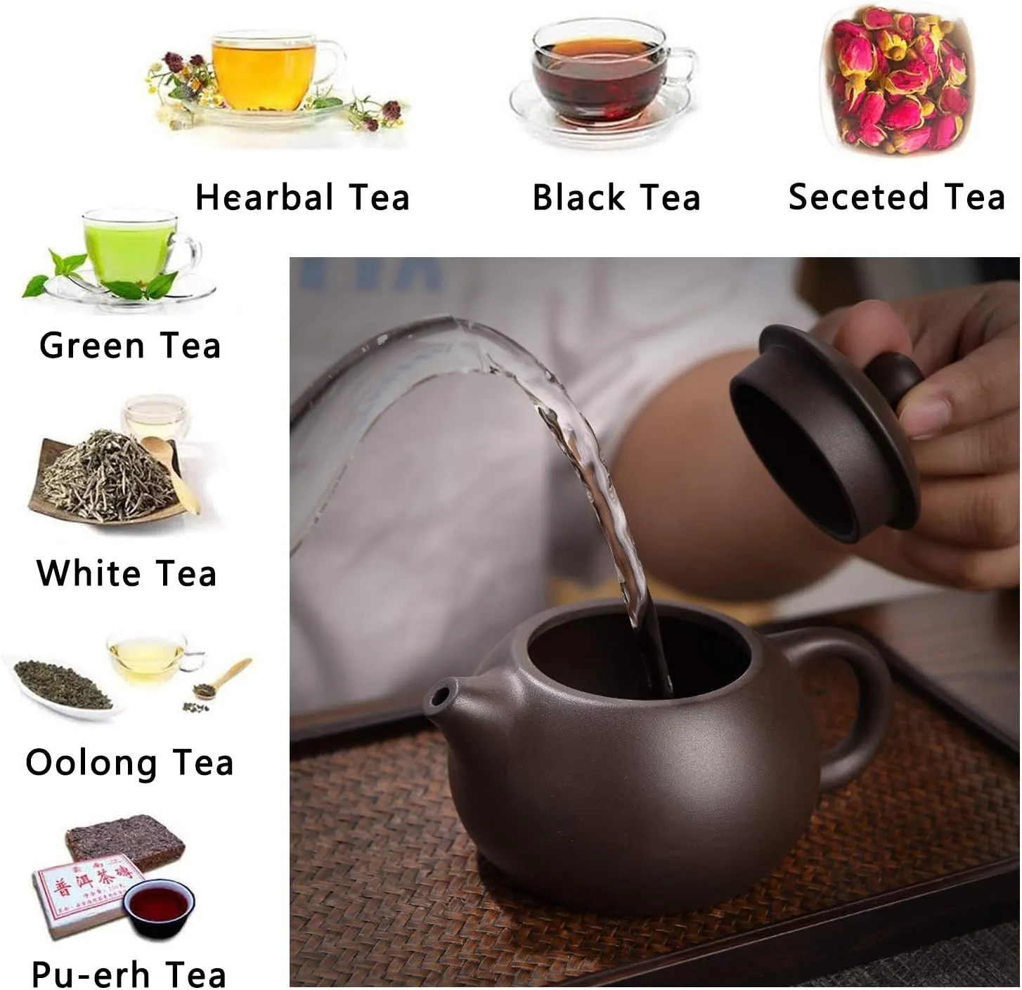 Travel Tea Sets 12 PACK Ceramic Teapot, Chinese Tea Pot Cup Set with Tray Infuser,Purple Clay Teapot,Teacups,Tea Canister,Bamboo Tray in One Tea Gift Bag for Outdoor Home Business