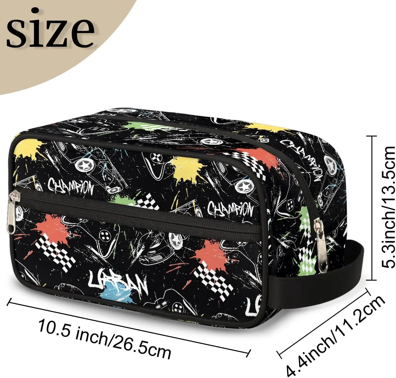 Travel Toiletry Bag for Boys Kids, Waterproof Hanging Dopp Kit for Men, Shaving Bag with Large Capacity for Travel, Sports, Shower (Game Gamepad)