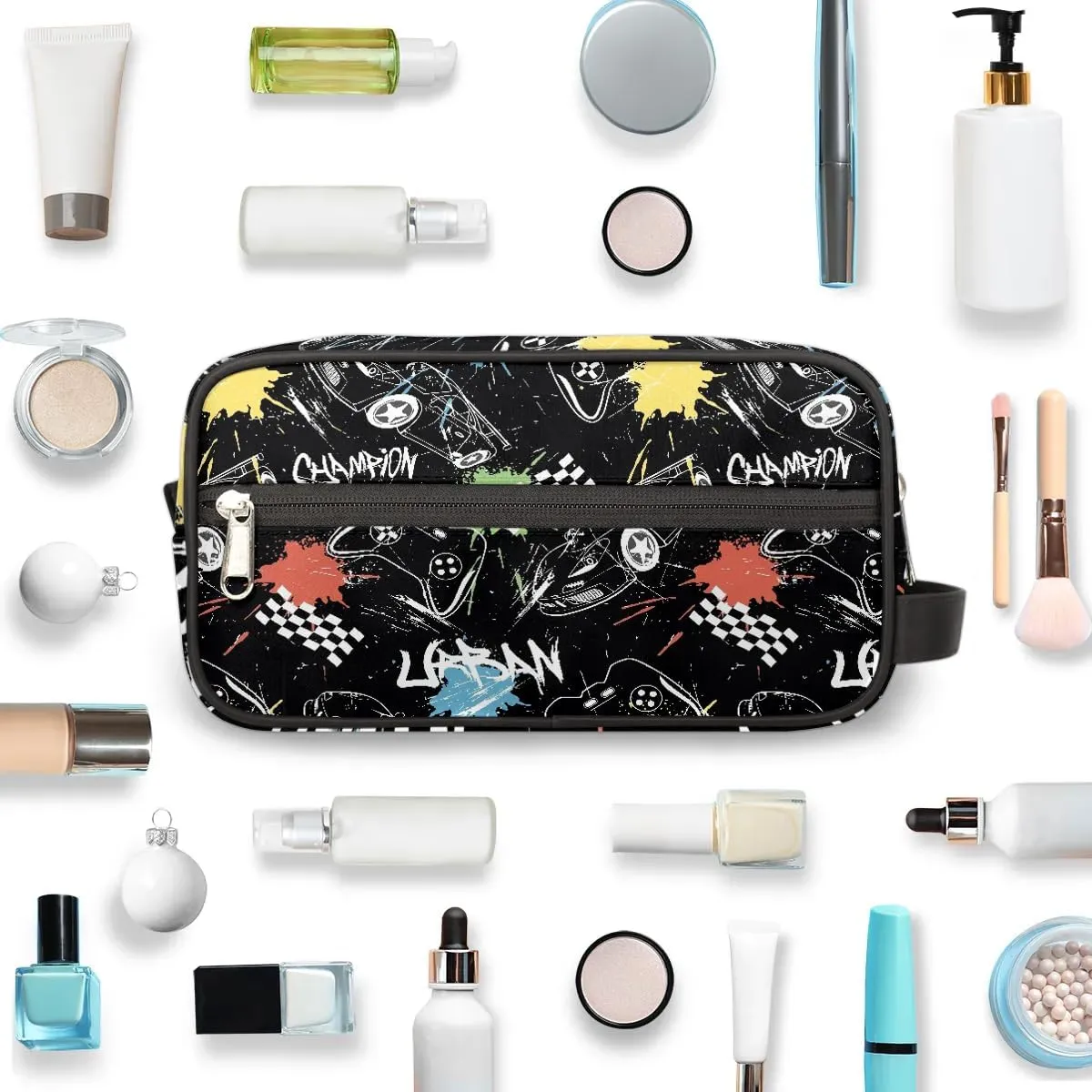 Travel Toiletry Bag for Boys Kids, Waterproof Hanging Dopp Kit for Men, Shaving Bag with Large Capacity for Travel, Sports, Shower (Game Gamepad)