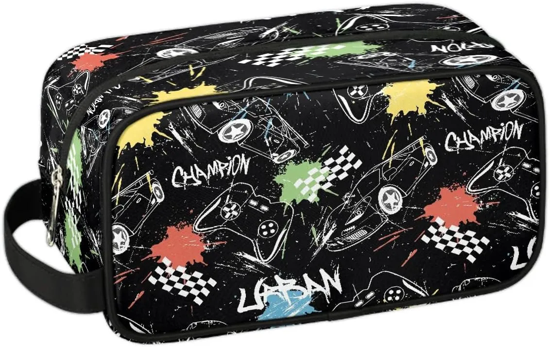 Travel Toiletry Bag for Boys Kids, Waterproof Hanging Dopp Kit for Men, Shaving Bag with Large Capacity for Travel, Sports, Shower (Game Gamepad)