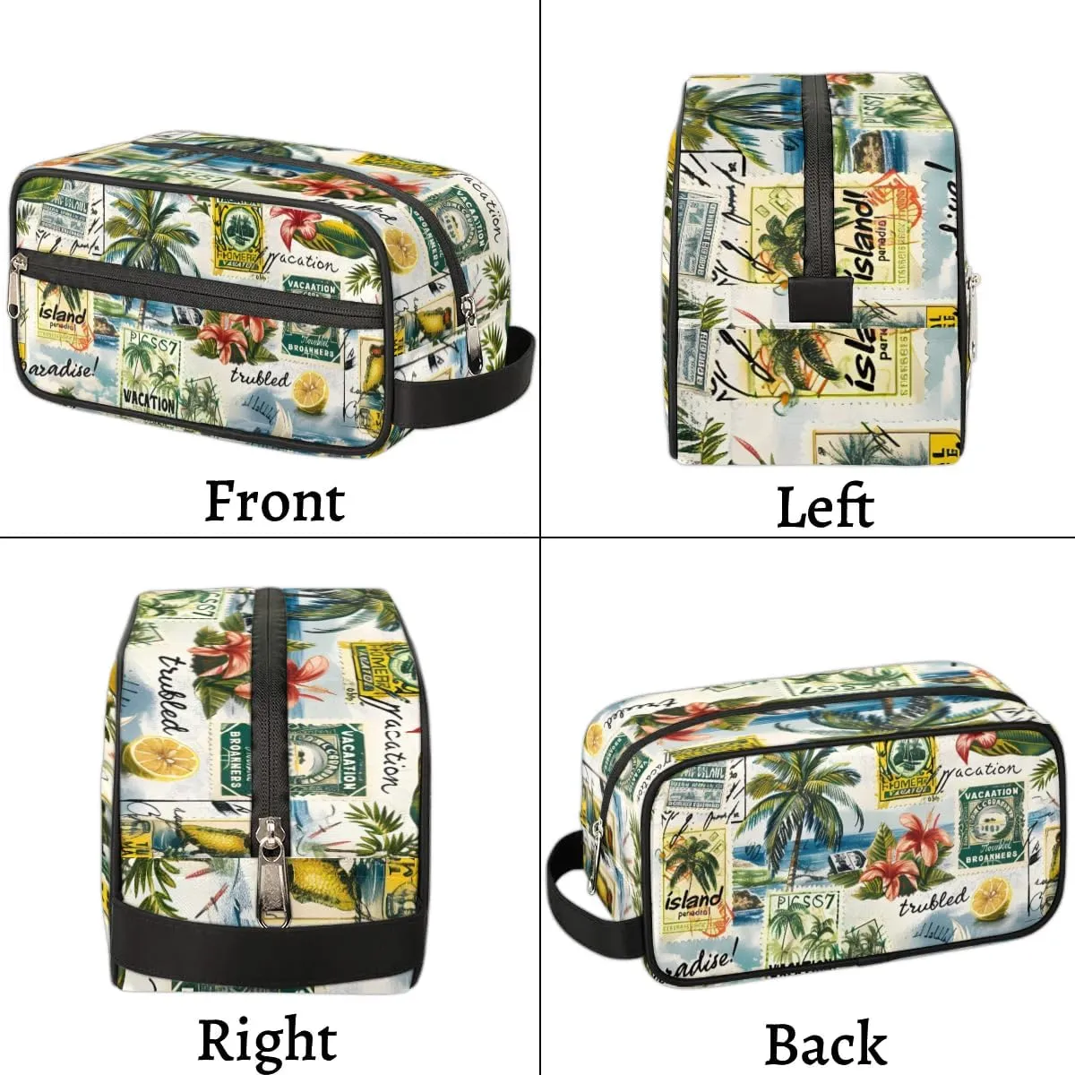 Travel Toiletry Bag for Women Men Palm Trees Lemon Flower Hanging Cosmetic Bag Waterproof Makeup Bag for Shaving Makeup Toothbrush & Travel Essentials